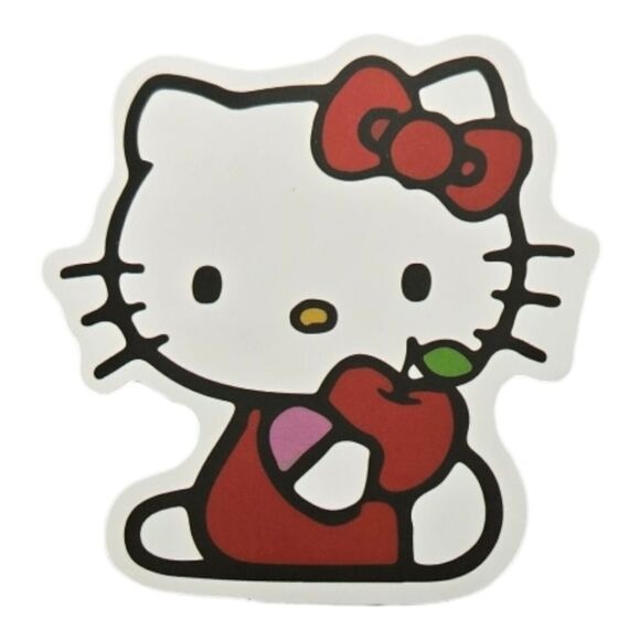 Hello Kitty Sticker Self-Adhesive Laptop Luggage Locker Sitting Apple Fruit - Picture 2 of 5